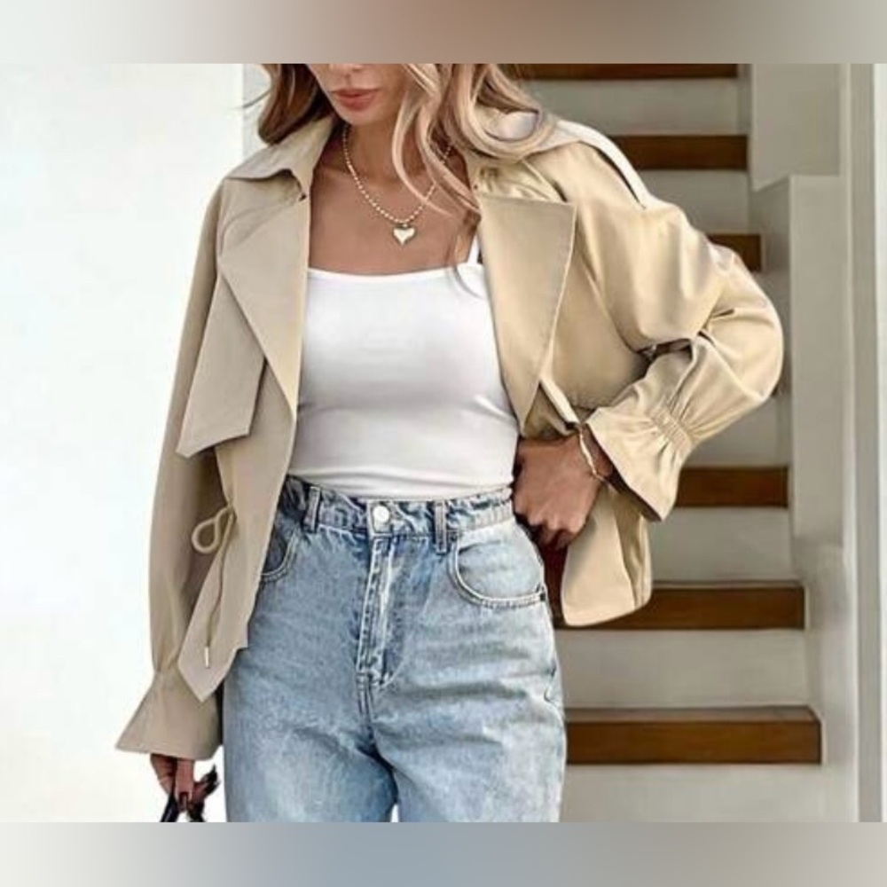 Women's Beige Trench Jacket - Picture 10 of 13